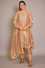 Golden Tissue Silk Beaded and Zardosi Worked Suit