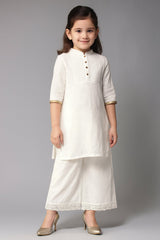 Off White Cotton Kurti with Palazzo