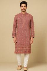 Hot Pink Georgette Sequin Embroidered Kurta Set